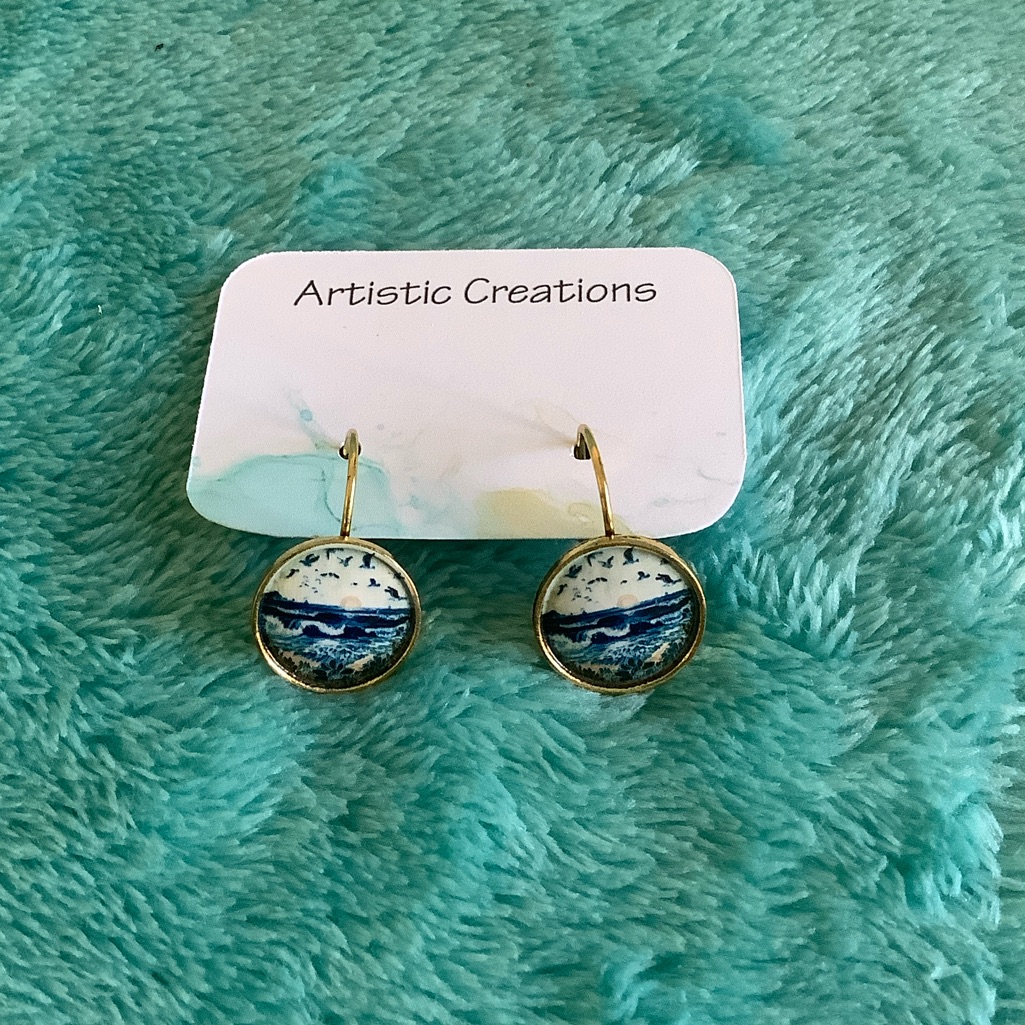 Artistic Creations Nwt Summertime Beach Vibes Blue And Gold Fashion Earrings